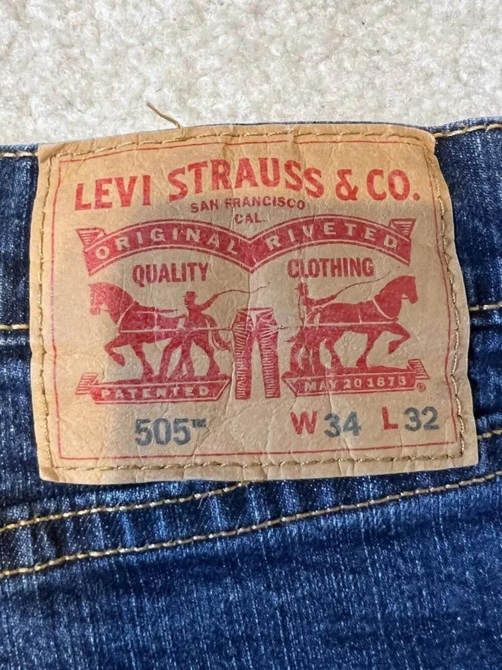 Levi's 505 Straight Leg Jeans 34x32 Dark Wash